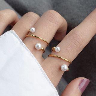 Gold Plated Bead End Open Ring As Shown In Figure - One Size