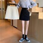 Slit A-line Corduroy Mini Skirt