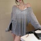 Strappy Cropped Camisole Top / Long-sleeve Oversized T-shirt