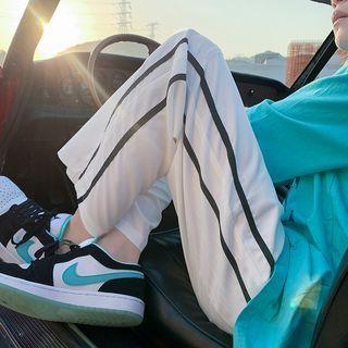 Stripe Trim Straight Leg Pants