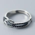 925 Sterling Silver Rhinestone Knot Open Ring Adjustable - S925 Sterling Silver Ring - One Size