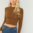 Long-sleeve Ribbed Cropped Tee