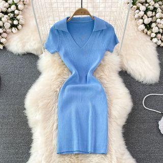 Short Sleeve V-neck Polo Dress