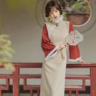 Traditional Chinese Mock Two-piece Flare-sleeve Knit Dress