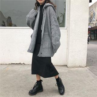 Oversize Hooded Chunky Knit Cardigan