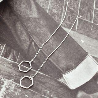 Hexagon Earring 1 Pair - Silver - One Size
