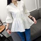 3/4-sleeve Ruffled Blouse