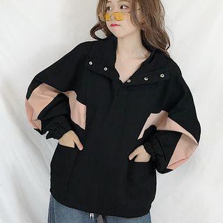 Lettering Two-tone Windbreaker