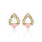 Fashion And Elegant Plated Gold Heart-shaped Stud Earrings With Cubic Zirconia Golden - One Size