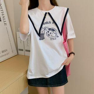 Short-sleeve Collar Printed T-shirt