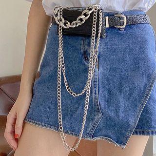 Croc Grain Chained Belt Bag Black - One Size