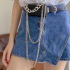 Croc Grain Chained Belt Bag Black - One Size