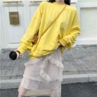 Oversized Hoodie / Overlay Tiered Midi Skirt