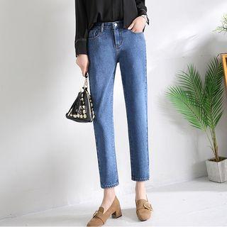 Cropped Slit-front Jeans