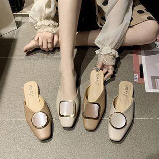 Square-toe Buckle Mules
