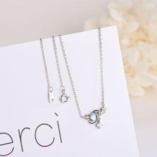 925 Sterling Silver Rhinestone Necklace Ns468 - Platinum - One Size