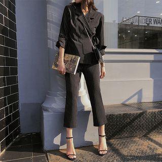 Set: Pinstriped Blazer + Cropped Straight Cut Pants