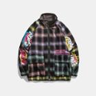 High-neck Plaid Printed Jacket