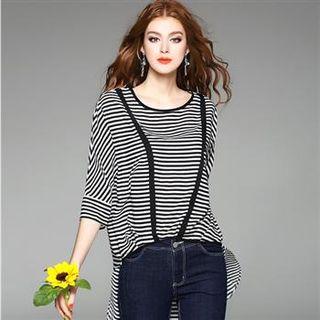 Long-sleeve Striped Dip-back Top