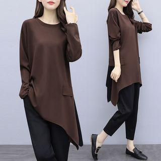 Set: Long-sleeve Asymmetric Tunic + Tapered Pants