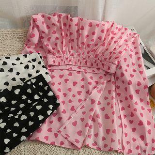 Heart-pattern High-waist Midi Skirt