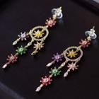 Rhinestone Dangle Earring 1 Piece - Earring & 1 Piece - Ear Pin - Gold - One Size