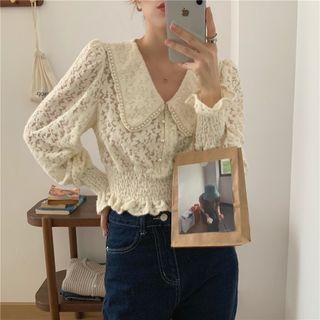 Peter Pan Collar Lace Cropped Blouse