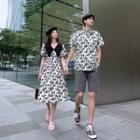 Couple Matching Short-sleeve Floral Shirt / Shorts / Midi A-line Dress