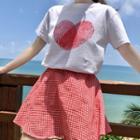 Printed Short-sleeve T-shirt / A-line Skirt