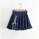 Ruffle-hem Lace-up Mini Skirt