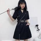 A-line Skirt / Faux Leather Belt / Set