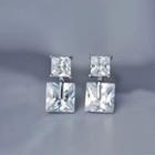 925 Sterling Silver Square Rhinestone Dangle Earring As Shown In Figure - One Size