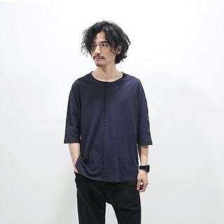 Plain Panel Short-sleeve Top
