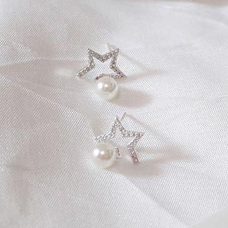 Faux-pearl Star Stud Earring