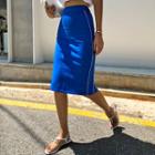 Zip-back Contrast-trim Midi Skirt