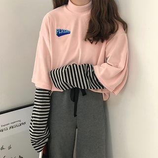 Panel-hem Mock-neck Pullover
