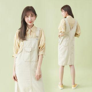 Denim Jumper Dress Yellow - One Size