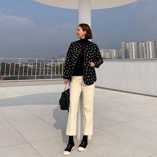 Polka-dot Quilting Zip Jacket