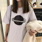 Short-sleeve Sequined Planet T-shirt