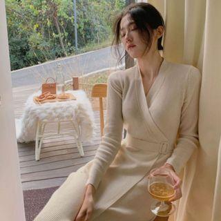 Midi Wrap Knit Dress