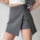 Plain Side Slit A-line Short Skirt