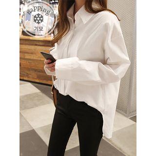 Drop-shoulder Plain Cotton Shirt