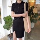Short-sleeve Mini Polo Knit Dress