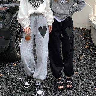 Heart High-waist Wide-leg Jogger Sweatpants