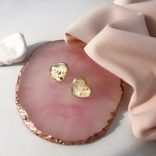 Shell Heart Ear Stud Silver Needle - As Shown In Figure - One Size