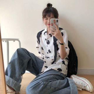 Print Short-sleeve Shirt As Figure - One Size