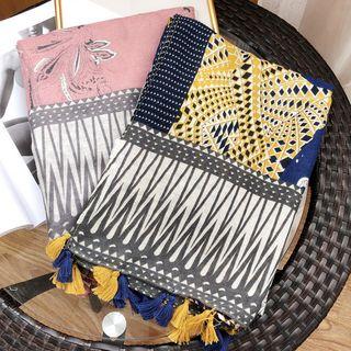 Printed Tassel Scarf