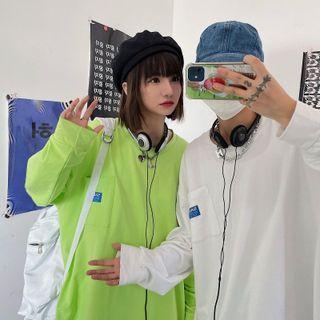 Couple Matching Long-sleeve Front Pocket T-shirt