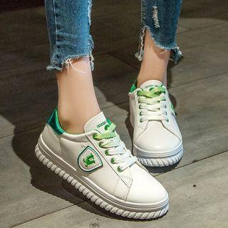 Embroidered Faux Leather Sneakers