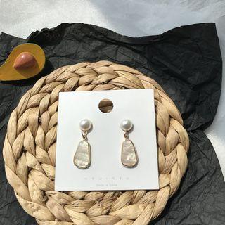 Faux Pearl Shell Dangle Earring 1 Pair - Earrings - One Size